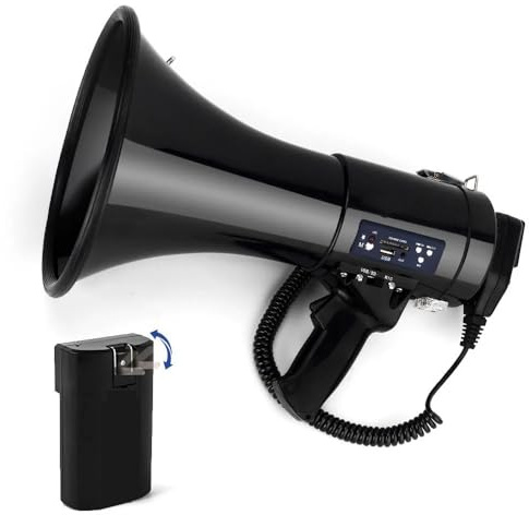 BINGNU Sprachverstärker, Lautsprecher, multifunktional, 50 W, Megaphon, wiederaufladbar, Aufnahme, tragbar