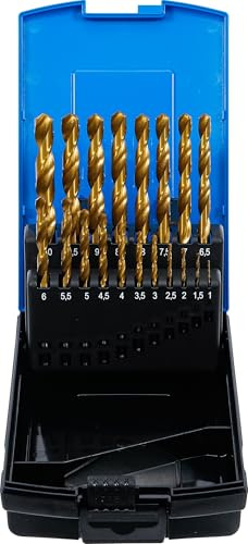 BGS 2013 | Spiralbohrer-Satz | HSS | titan-nitriert | 1-10 mm | 19-tlg. | Spitzenwinkel 118 ° | DIN ISO: 338 | 0,5 mm steigend | rechtsschneidend | für Stahl und Stahlguss