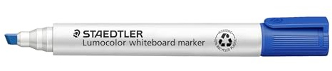 STAEDTLER Whiteboard Marker Lumocolor, blau, trocken und rückstandsfrei abwischbar, Keilspitze ca. 2 oder 5 mm, hohe Qualität Made in Germany, 10 blaue Marker, 351 B-3 | Keilspitze 2,0–5,0 mm, abwischbar, DRY SAFE Technologie – schnelltrocknend – Art.-Nr. 351 B-3