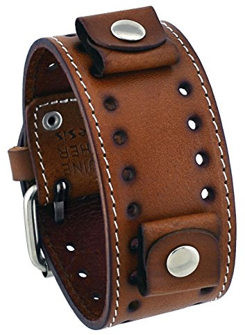 Nemesis STH-B 22 Lug Width Brown Wide Leather Cuff Wrist Watch Band