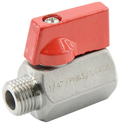Edelstahl-Mini-Kugelhähne, PN 63, für Wasser, Öl, Druckluft, Kraftstoffe (G 3/8, Innen-/Außengewinde)