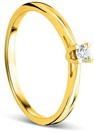 OROVI Ring für Damen Verlobungsring Gold Solitärring Diamantring 9 Karat (375) Brillianten 0.07crt GelbGold Ring mit Diamanten