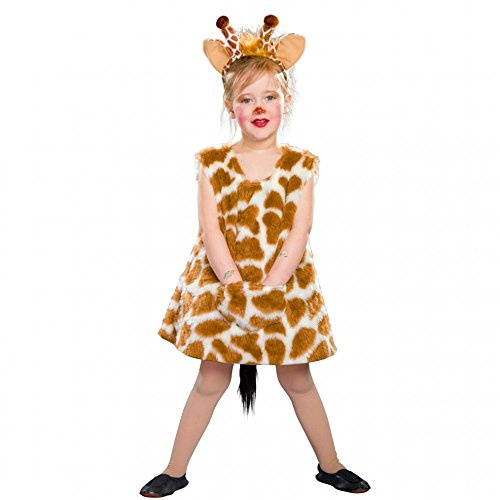 Festartikel Müller-kostym, giraff flicka, giraffklänning med hårband för barn i storlek 98/104, 118,008,04 klänning, pannband, djurkostym, karneval, giraff (98/104), gul/brun
