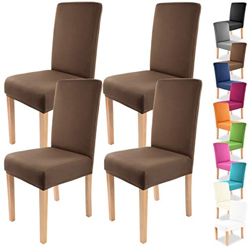 Gräfenstayn 4 Pezzi Stretch coprisedia Charles - schienali Rotondi e angolari - Pacchetto VANTAGGIOSO - vestibilità bielastica con Guarnizione Oeko-Tex Standard 100:Fiducia Certificata (Marrone)