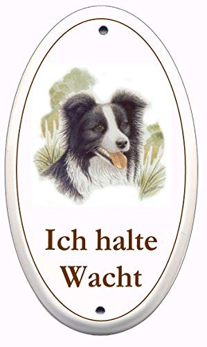 Border-Collie -Emaille-Schild-170 x 100 mm-oval-Hundeschild-Türschilder-Hund-Tiere-Email-Hinweisschild-Warnschild 585-36