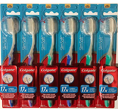 Colgate Slim Soft Gliding Tips Toothbrush, Extra Soft, Compact Head - Pack of 6