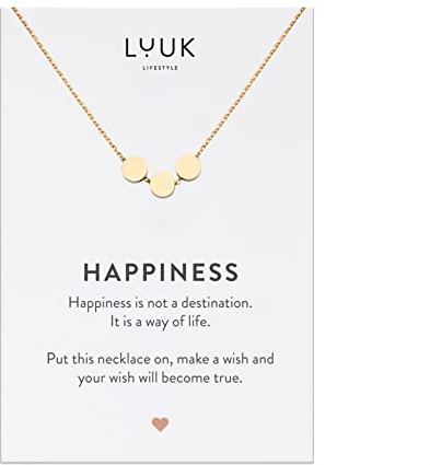 LUUK LIFESTYLE Damen Halskette mit Anhänger, Edelstahl, 50cm verstellbar, wasserfest, Geschenk für Freundin, Mutter, Frau, Schwester, Glücksbringer, Silber|Gold|Roségold
