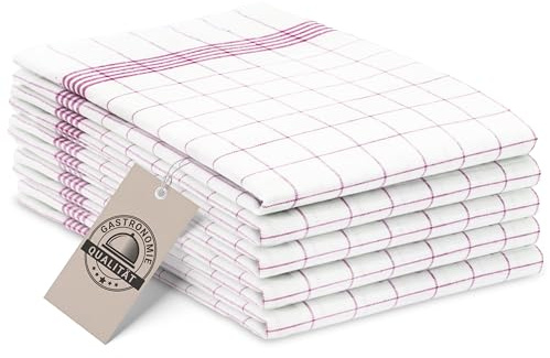 ZOLLNER 5 Strofinacci - canovacci in cotone 50x70 cm - burrazzi da cucina assorbenti e resistenti - a quadretti bianchi e rossi - lavabili a 95°C - qualità gastronomica - certificato OEKO-TEX (R)