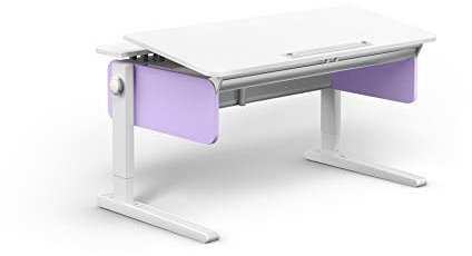 moll Champion Front Up, höhenverstellbarer Kinderschreibtisch für Jungen und Mädchen, ergonomisch und mitwachsend, zeitloses Design, Korpus Weiß - Seiten Flieder, 121 x 72 x 53cm