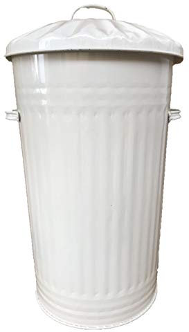 CREAM Galvanised Retro Slim Metal Bin - Kitchen Rubbish Waste Dustbin Storage - 45L