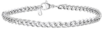 PROSTEEL Plusera Hombre Cadena Cubana Plata Acero Inoxidable Plateado Pulseras Cubanas Cadenas Eslabones 3mm Ancho Joyas Hombres Mujeres 21cm