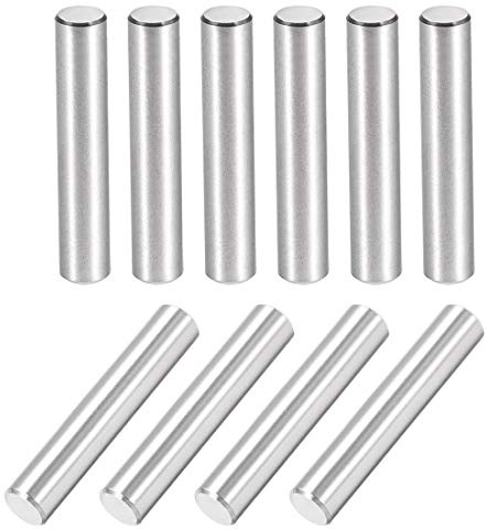 sourcing map 10 Stück Zylinderstifte Passstift 304 Edelstahl Zylindrischer Regalstützstift Befestigungselemente Silber Ton 6mm x 35mm