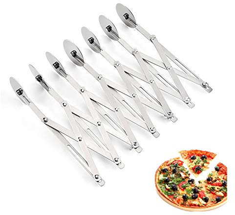 Cortador de repostería de acero inoxidable con 7 ruedas, extensible, cortador de pizza ajustable, cortador de galletas y masa divisor