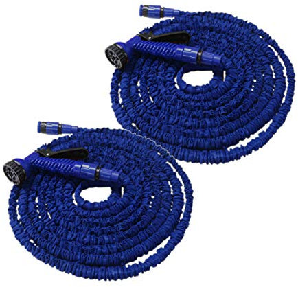 HELO Flexibler Flexischlauch Gartenschlauch dehnbarer Wasserschlauch Schlauch 2 x blau 7,5m