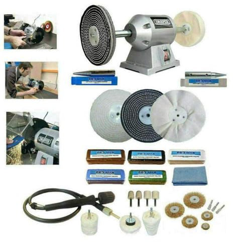 Draper 6 250W Bench Grinder Polisher with Pro-Max 6 Deluxe Metal Polishing Kit