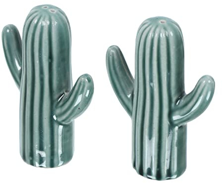 QIMACPLUS Salt & Pepper Shakers - Vintage Ceramic Salt & Pepper Shaker Set - Retro Farmhouse Home Decorative Jar Dispenser for Kitchen - Cactus Shaped (Set of 2)