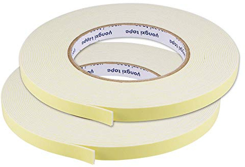 sourcing map Double-Sided Sealing Foam Tape 10mm Wide 1mm Thick 10m/32.8ft Long, EVA Self Adhesive Weather Strip for Insulation, Pack of 2