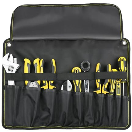 AIBAOBAO 10 Sizes Multi-Purpose Pocket Tool Roll Bag, Water-Resistant Heavy-Duty Wrench Screwdriver Organizer with Quick-Release Buckle and Reflective Strips for Woodworking and Carving Hand Tool,gift