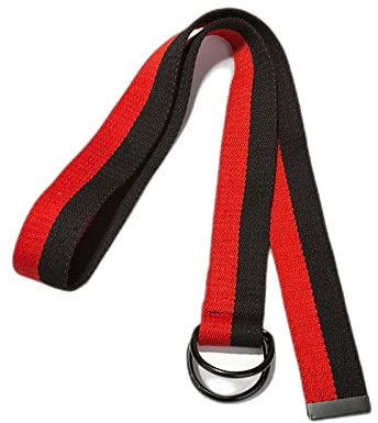 XYFCJK 110-140Cm Gürtel Mit Doppelter Ringschnalle - Gestreifter Kontrast Plus Größe Canvas-Gurtband, Herren-Damen-Jeans-Saisonbund Für Den Schulanfang, Modischer Straßen-Stoffgürtel,Schwarz Rot,1