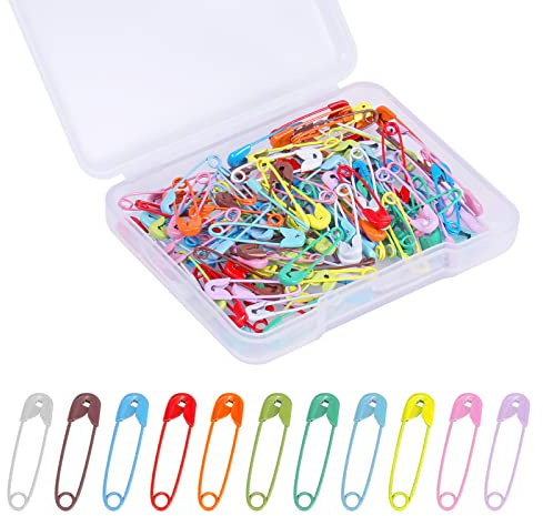KINBOM 120 Pcs 19mm Safety Pins, Mini Metal Pins for Art Craft Sewing Jewelry Making (Colored)