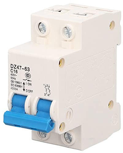 Uadme MCB Safety Breaker, 2 P 16A Low-Voltage Multiple Protection Functions Circuit Leakage Breaker Short Circuit Protector DIN Rail Mount For Distribution Protection During Building Operation(16A)