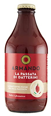 Armando, La Passata di Datterini, Pomodori di Filiera 100% italiani, 12 confezioni in vetro da 320 gr | Pomodori 100% Italiani di filiera, Confezione in Vetro, Lavorati entro poche ore dalla raccolta
