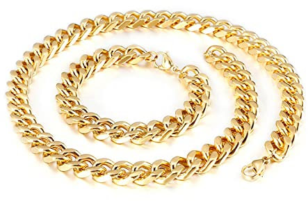 Epinki Männer Kette Edelstahl 71 cm, Herren Panzerkette Gold Freundschaftsketten Breit 12MM Kette Edelstahl Lang