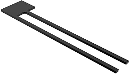 veau | Porte-serviettes Slim Échelle Rangement Serviette avec deux barres pour lavabo, noir, aluminium, longueur : 400 mm, hauteur : 6 mm, profondeur : 80 mm