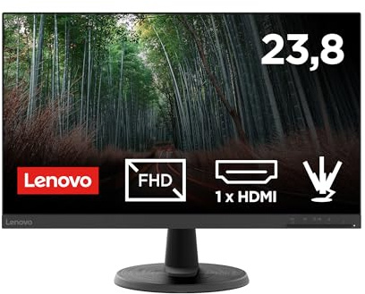 Lenovo D24-45 Moniteur - Écran FullHD 24 Pouces (1920 x 1080, VA, Bords Ultra-Fins, AMD FreeSync, 4ms, 75Hz, câble HDMI, entrée HDMI + VGA) - Raven Black - Exclusive Amazon, 2022