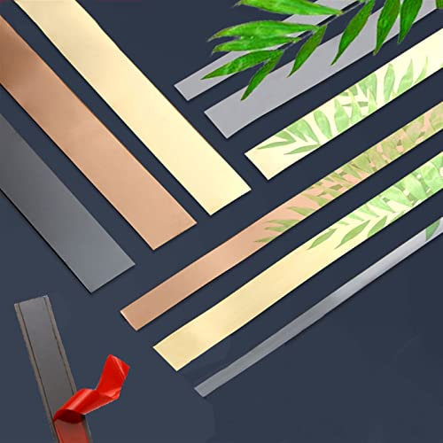 15M Metallisch Spiegelartig Zierleisten Selbstklebend Bordüre Tapete Flexible Zierleisten Sparpaket, Ultra Dünn Kronenformen, Deckenleiste, Schälen und Aufkleben (Color : Gold Mirror, Size : Width 3