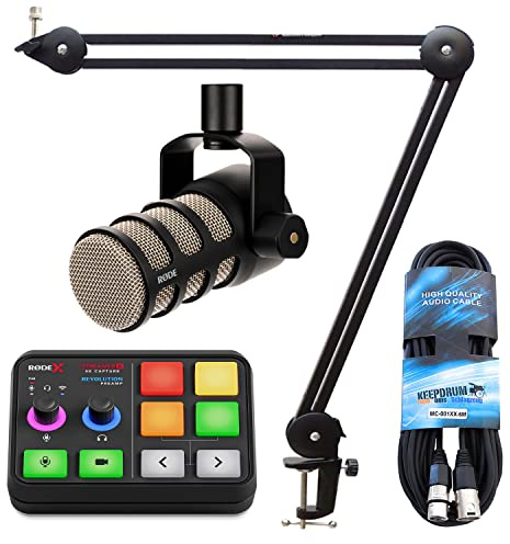 Rode X Streamer X Videoaufnahmekarte und Audio-Interface für Streaming, Gaming und Content Creation + Podmic Mikrofon + keepdrum Gelenkarm + XLR-Kabel