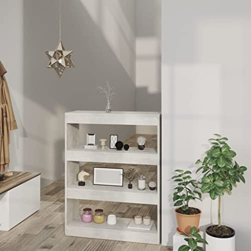 Annlera Bücherregal/Raumteiler Betongrau 80x30x103 cm Holzwerkstoff Stufenregal Bücherregal Holz Büro-bücherregale Wohnzimmer Regal Vielseitiges Regal Schlafzimmer Eleganten & Klassischen Design