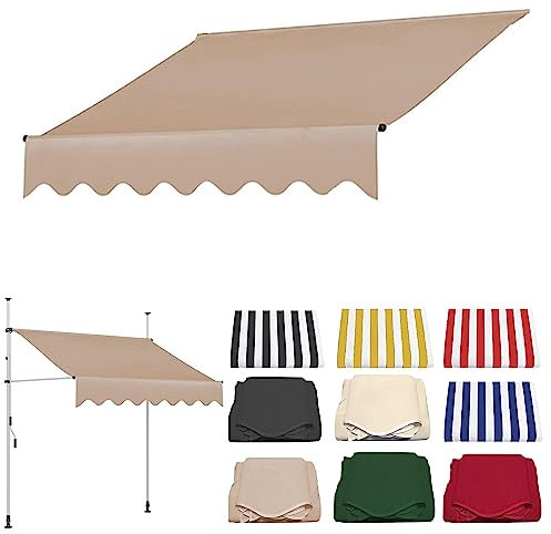 WOLWES 2/2.5/3/3.5/4 M Breit Markisenstoff 280g/m² Wasserdicht Zeltstoff für Garten, Terrasse, Balkon, Überdachung, Sonnenschutz Stoff (Color : Beige, Size : 2.5m)