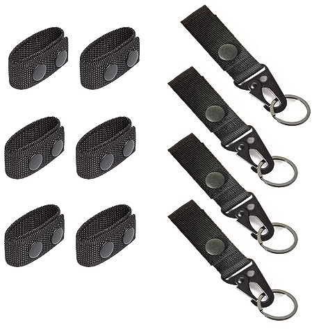 Floatdream 6 Stück Duty Belt Keeper mit 4 Stück Taktischer Hängender Gürtel Karabiner, Gürtel Karabiner aus Nylon Gürtel Keeper, für Camping, Wandern