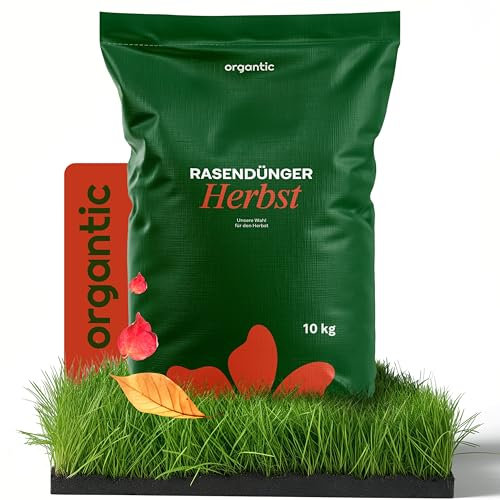 organtic Herbstrasendünger 10kg - Rasendünger mit Kalium für Herbst & Winter - Unterstützt sattgrünen Rasen, Moosverdrängung & starke Rasengräser - Für organische Rasenpflege im Garten