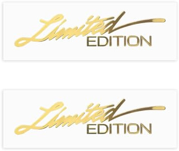 JNNJ 2 Piezas 3D Limited Edition Logo Pegatinas De Metal, Coches Limited Edition Logo Emblema Insignia Metal Sticker, Coche Tuning Pegatina Para El Coche, Moto Bicicleta Patín Ventana(Oro)