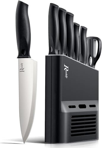 Collezione di Coltello Chef per Pane, Carne, Verdure e Frutta, Acciaio Inox, Prova di Calore, 7 Pezzi