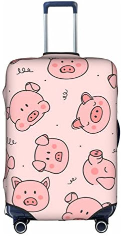 Gepäckabdeckung, Motiv: frischer Pfau, personalisierbar – Stilvoller und langlebiger Koffer-Schutz für Ihre Reisebedürfnisse, Rosa süßes Schwein, 95
