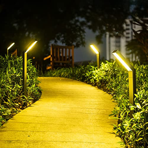 AGOTD Lampada solare per esterni da giardino, 4 pezzi di lampade solari con 3 modalità di illuminazione, illuminazione dei sentieri, IP55, impermeabile, lampada solare da giardino per giardino, ponte,