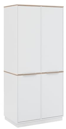 Vicco Aktenschrank Betti, Büroschrank, Weiß/Sonoma, 82 x 179 cm mit 6 Regale