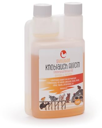 Eivolution Knoblauch Allicin Tränkenzusatz für Geflügel - Hühner, Tauben & Wachteln - 250ml - Fördert Stoffwechsel und Verdauung - 100% natürlich - Flüssiges Einzelfuttermittel mit Knoblauch