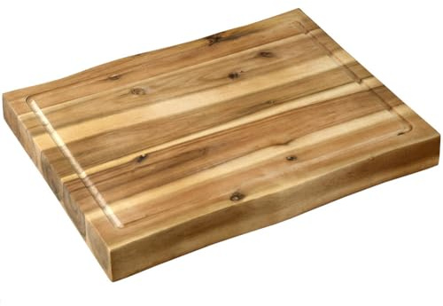 KESPER 28750 - Tabla de cortar (48 x 36,5 cm, madera de acacia con surco y dos pies/tabla de cortar)
