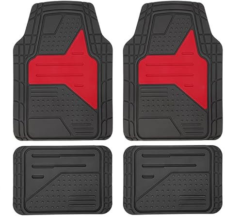 OKIIO 4 Stück Nach Maß Auto Gummi Fussmatten für Kia Sportage 2018-2023, Allwetter Auto Fussmatten, TPE Geruchlos rutschfest Wasserdicht Fußmatten Innere Styling Zubehör Set,D-RED