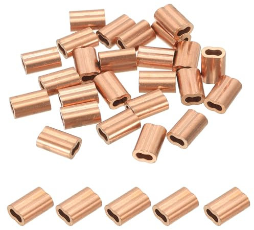 PATIKIL M2.0(5/64) Manicotto a Compressione Rame, 25pz Manicotti per Cavo Metallico per Puntale, Fune Metallico e Assortimento Estremità Raggi Cavo