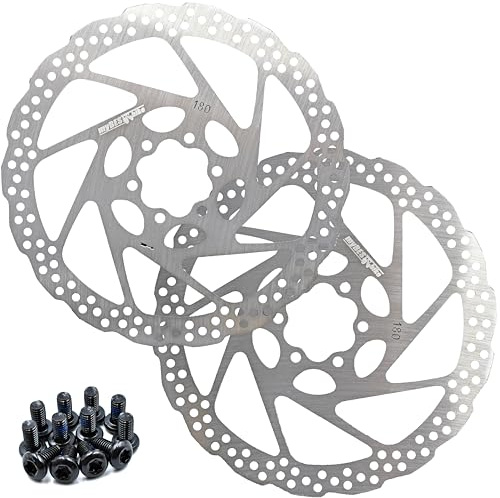 myBESTbike - Rotori per freni a disco per bicicletta 140/160/180mm, confezione da 2, rotori per bicicletta in acciaio inossidabile con 12 viti T25 M5x10mm per bicicletta da montagna, MTB, BMX