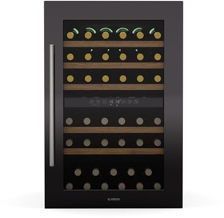 KLARSTEIN Vinsider 57 Duo Cave à vin 2 zones - 57 bouteilles, 5-22°C, encastrable, silencieuse 38 dB, étagères en bois, vitre anti-UV, 143 L