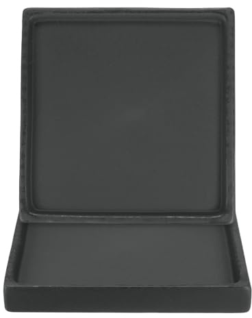 M METERXITY 2-Pz Vassoio per Piante in Ceramica, Vassoio Raccogli-Acqua per Piante da 4.9, Sottovaso per Piante da Interno/Esterno/Vassoio per Drenaggio Fiori [Nero Quadrato]