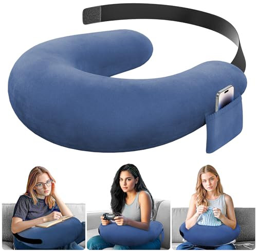 Gaming Kissen & Lesekissen, Reading Pillow für das Sitzen auf dem Bett/Sofa/Fußboden, Fütterungs/Häkelkissen mit großer & Ergonomic Gaming Pillow, Gamer Kissen für Ipad/Laptop - Blau