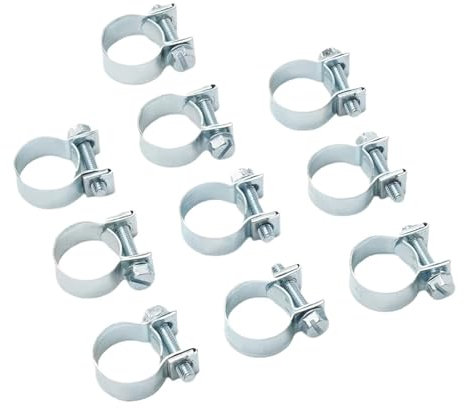 Oil Hose Clamps Hose Clamps Petrol Hose coolant Radiator Carbon Steel galvanised Pipe Fittings Fixing Tool 10pcs(18mm 20mm)