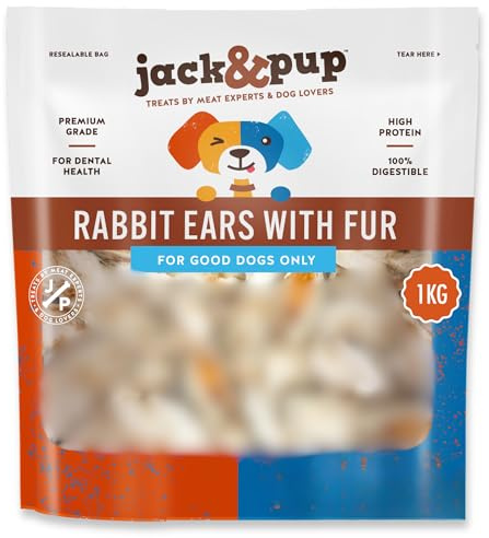 Jack&Pup Rabbit Ears - Natural Dog Chews - Hypoallergenic 1kg (70-80pcs)